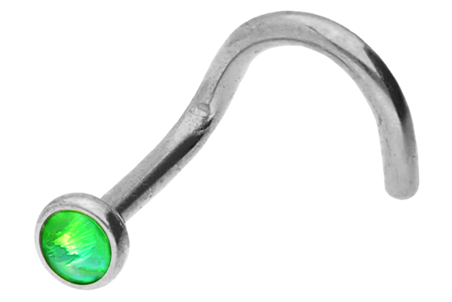 Titan Nasenstecker Nasenpiercing Spirale DISC + SYNTHETISCHER OPALL ++SALE++